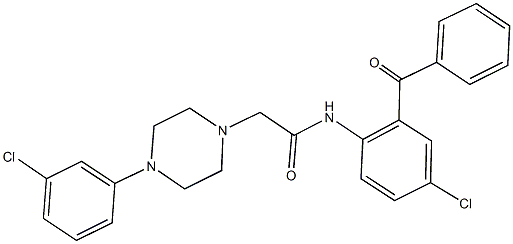 N-(2-benzoyl-4-chlorophenyl)-2-[4-(3-chlorophenyl)-1-piperazinyl]acetamide Struktur