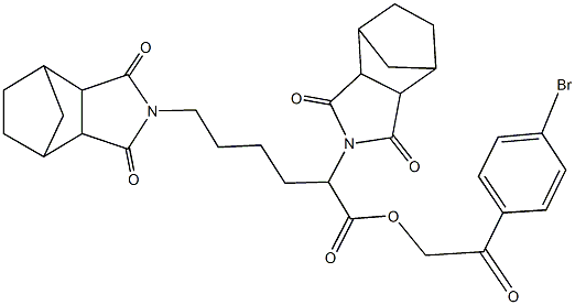 2-(4-bromophenyl)-2-oxoethyl 2,6-bis(3,5-dioxo-4-azatricyclo[5.2.1.0~2,6~]dec-4-yl)hexanoate Struktur