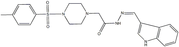 N'-(1H-indol-3-ylmethylene)-2-{4-[(4-methylphenyl)sulfonyl]-1-piperazinyl}acetohydrazide Struktur