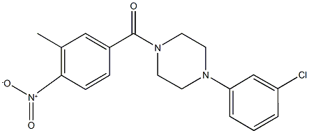 1-(3-chlorophenyl)-4-{4-nitro-3-methylbenzoyl}piperazine Struktur