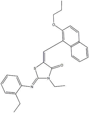 3-ethyl-2-[(2-ethylphenyl)imino]-5-[(2-propoxy-1-naphthyl)methylene]-1,3-thiazolidin-4-one Struktur