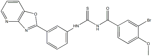 N-(3-bromo-4-methoxybenzoyl)-N'-(3-[1,3]oxazolo[4,5-b]pyridin-2-ylphenyl)thiourea Struktur