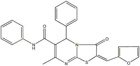 2-(2-furylmethylene)-7-methyl-3-oxo-N,5-diphenyl-2,3-dihydro-5H-[1,3]thiazolo[3,2-a]pyrimidine-6-carboxamide Struktur