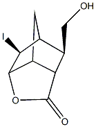 9-(hydroxymethyl)-2-iodo-4-oxatricyclo[4.2.1.0~3,7~]nonan-5-one Struktur