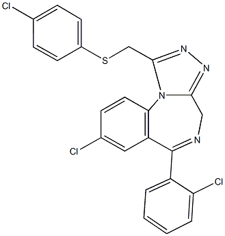 [8-chloro-6-(2-chlorophenyl)-4H-[1,2,4]triazolo[4,3-a][1,4]benzodiazepin-1-yl]methyl 4-chlorophenyl sulfide Struktur