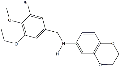 N-(3-bromo-5-ethoxy-4-methoxybenzyl)-N-(2,3-dihydro-1,4-benzodioxin-6-yl)amine Struktur