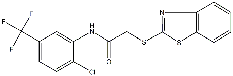 2-(1,3-benzothiazol-2-ylsulfanyl)-N-[2-chloro-5-(trifluoromethyl)phenyl]acetamide Struktur