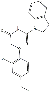 2-(2-bromo-4-ethylphenoxy)-N-(2,3-dihydro-1H-indol-1-ylcarbothioyl)acetamide Struktur