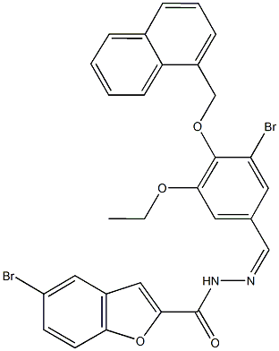 5-bromo-N'-[3-bromo-5-ethoxy-4-(1-naphthylmethoxy)benzylidene]-1-benzofuran-2-carbohydrazide Struktur