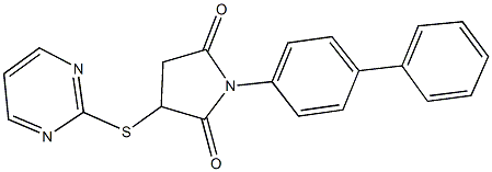 1-[1,1'-biphenyl]-4-yl-3-(2-pyrimidinylsulfanyl)-2,5-pyrrolidinedione Struktur