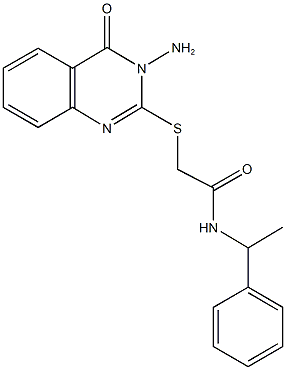 2-[(3-amino-4-oxo-3,4-dihydro-2-quinazolinyl)sulfanyl]-N-(1-phenylethyl)acetamide Struktur