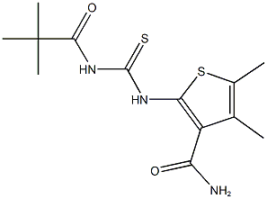 2-({[(2,2-dimethylpropanoyl)amino]carbothioyl}amino)-4,5-dimethyl-3-thiophenecarboxamide Struktur