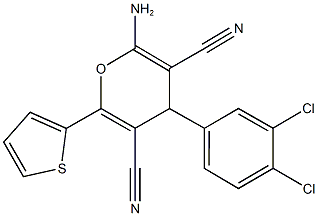 2-amino-4-(3,4-dichlorophenyl)-6-thien-2-yl-4H-pyran-3,5-dicarbonitrile Struktur