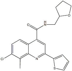 7-chloro-8-methyl-N-(tetrahydro-2-furanylmethyl)-2-(2-thienyl)-4-quinolinecarboxamide Struktur