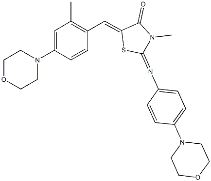 3-methyl-5-[2-methyl-4-(4-morpholinyl)benzylidene]-2-{[4-(4-morpholinyl)phenyl]imino}-1,3-thiazolidin-4-one Struktur