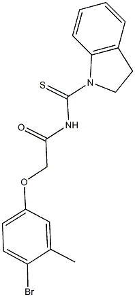 2-(4-bromo-3-methylphenoxy)-N-(2,3-dihydro-1H-indol-1-ylcarbothioyl)acetamide Struktur