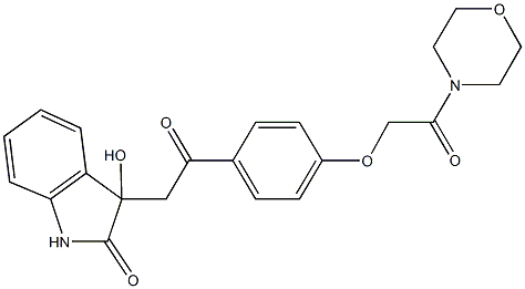 3-hydroxy-3-(2-{4-[2-(4-morpholinyl)-2-oxoethoxy]phenyl}-2-oxoethyl)-1,3-dihydro-2H-indol-2-one Struktur