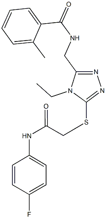 N-[(4-ethyl-5-{[2-(4-fluoroanilino)-2-oxoethyl]sulfanyl}-4H-1,2,4-triazol-3-yl)methyl]-2-methylbenzamide Struktur