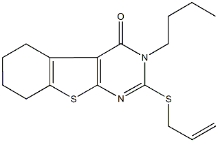 2-(allylsulfanyl)-3-butyl-5,6,7,8-tetrahydro[1]benzothieno[2,3-d]pyrimidin-4(3H)-one Struktur