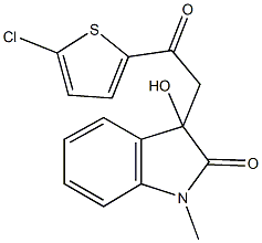 3-[2-(5-chloro-2-thienyl)-2-oxoethyl]-3-hydroxy-1-methyl-1,3-dihydro-2H-indol-2-one Struktur