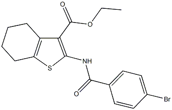 ethyl 2-[(4-bromobenzoyl)amino]-4,5,6,7-tetrahydro-1-benzothiophene-3-carboxylate Struktur