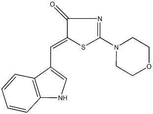 5-(1H-indol-3-ylmethylene)-2-(4-morpholinyl)-1,3-thiazol-4(5H)-one Struktur