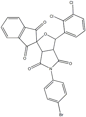 5-(4-bromophenyl)-1-(2,3-dichlorophenyl)-3a,6a-dihydrosprio[1H-furo[3,4-c]pyrrole-3,2'-(1'H)-indene]-1',3',4,6(2'H,3H,5H)-tetrone Struktur