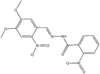 2-nitro-N'-{2-nitro-4,5-dimethoxybenzylidene}benzohydrazide Struktur