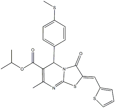 isopropyl 7-methyl-5-[4-(methylsulfanyl)phenyl]-3-oxo-2-(2-thienylmethylene)-2,3-dihydro-5H-[1,3]thiazolo[3,2-a]pyrimidine-6-carboxylate Struktur