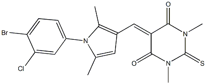 5-{[1-(4-bromo-3-chlorophenyl)-2,5-dimethyl-1H-pyrrol-3-yl]methylene}-1,3-dimethyl-2-thioxodihydro-4,6(1H,5H)-pyrimidinedione Struktur