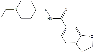 N'-(1-ethyl-4-piperidinylidene)-1,3-benzodioxole-5-carbohydrazide Struktur