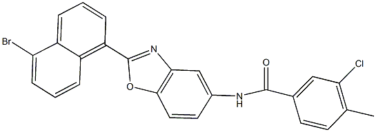 N-[2-(5-bromo-1-naphthyl)-1,3-benzoxazol-5-yl]-3-chloro-4-methylbenzamide Struktur