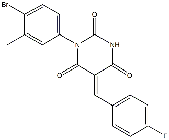 1-(4-bromo-3-methylphenyl)-5-(4-fluorobenzylidene)-2,4,6(1H,3H,5H)-pyrimidinetrione Struktur