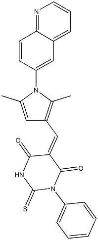 5-{[2,5-dimethyl-1-(6-quinolinyl)-1H-pyrrol-3-yl]methylene}-1-phenyl-2-thioxodihydro-4,6(1H,5H)-pyrimidinedione Struktur