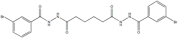 3-bromo-N'-{6-[2-(3-bromobenzoyl)hydrazino]-6-oxohexanoyl}benzohydrazide Struktur