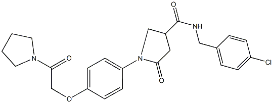 N-(4-chlorobenzyl)-5-oxo-1-{4-[2-oxo-2-(1-pyrrolidinyl)ethoxy]phenyl}-3-pyrrolidinecarboxamide Struktur