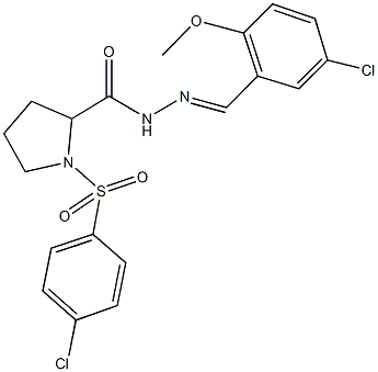 N'-(5-chloro-2-methoxybenzylidene)-1-[(4-chlorophenyl)sulfonyl]-2-pyrrolidinecarbohydrazide Struktur