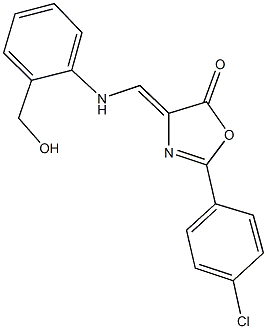 2-(4-chlorophenyl)-4-{[2-(hydroxymethyl)anilino]methylene}-1,3-oxazol-5(4H)-one Struktur