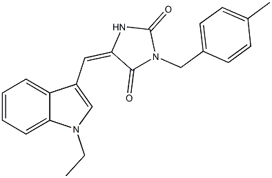 5-[(1-ethyl-1H-indol-3-yl)methylene]-3-(4-methylbenzyl)-2,4-imidazolidinedione Struktur