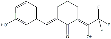 2-(3-hydroxybenzylidene)-6-(2,2,2-trifluoro-1-hydroxyethylidene)cyclohexanone Struktur