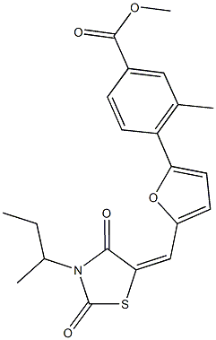 methyl 4-{5-[(3-sec-butyl-2,4-dioxo-1,3-thiazolidin-5-ylidene)methyl]-2-furyl}-3-methylbenzoate Struktur