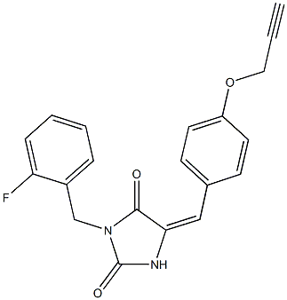 3-(2-fluorobenzyl)-5-[4-(2-propynyloxy)benzylidene]-2,4-imidazolidinedione Struktur