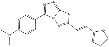 N-(4-{6-[2-(2-furyl)vinyl][1,2,4]triazolo[3,4-b][1,3,4]thiadiazol-3-yl}phenyl)-N,N-dimethylamine Struktur