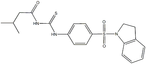 N-[4-(2,3-dihydro-1H-indol-1-ylsulfonyl)phenyl]-N'-(3-methylbutanoyl)thiourea Struktur