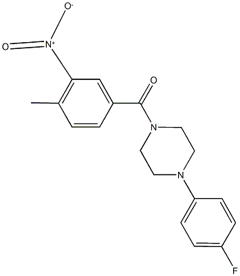 1-(4-fluorophenyl)-4-{3-nitro-4-methylbenzoyl}piperazine Struktur