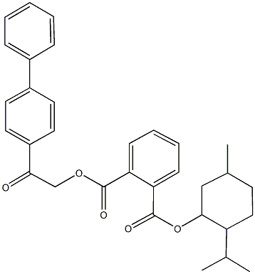 1-(2-[1,1'-biphenyl]-4-yl-2-oxoethyl) 2-(2-isopropyl-5-methylcyclohexyl) phthalate Struktur