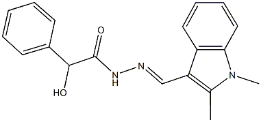 N'-[(1,2-dimethyl-1H-indol-3-yl)methylene]-2-hydroxy-2-phenylacetohydrazide Struktur