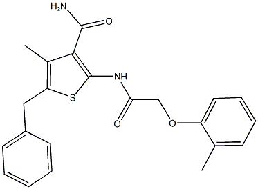 5-benzyl-4-methyl-2-{[(2-methylphenoxy)acetyl]amino}thiophene-3-carboxamide Struktur