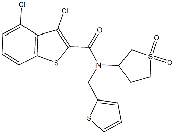 3,4-dichloro-N-(1,1-dioxidotetrahydro-3-thienyl)-N-(2-thienylmethyl)-1-benzothiophene-2-carboxamide Struktur