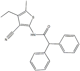 N-(3-cyano-4-ethyl-5-methyl-2-thienyl)-2,2-diphenylacetamide Struktur